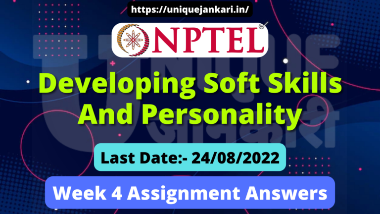 NPTEL Developing Soft Skills and Personality Assignment 4 Answers 2022
