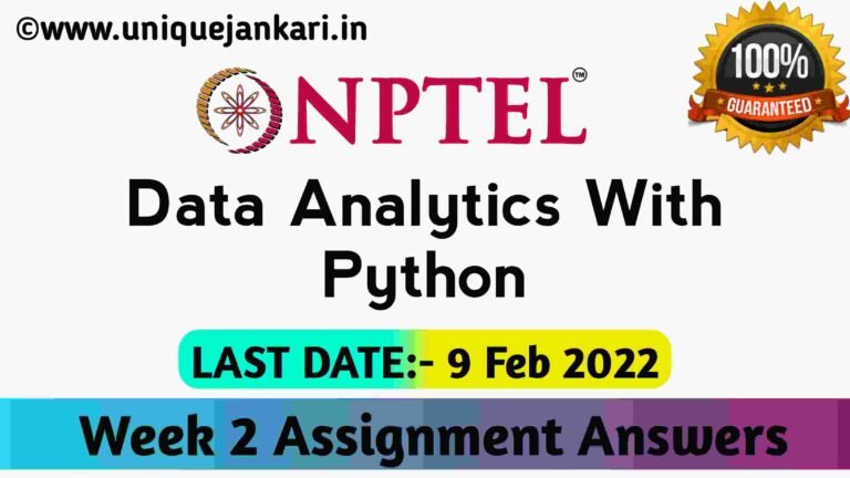 NPTEL Data Analytics with Python Assignment 2 Answers 2022