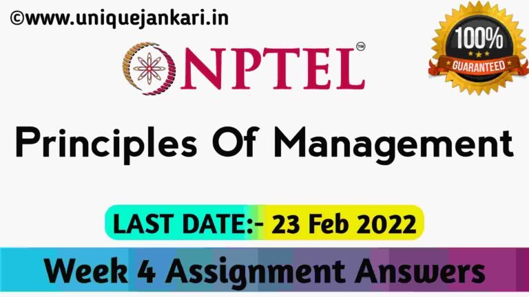 NPTEL Principles of Management Assignment 4 Answers 2022