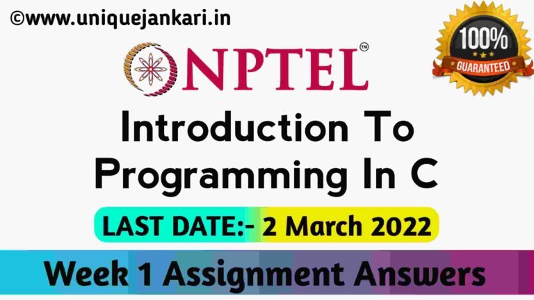 Introduction To Programming In C NPTEL Assignment 1 Answers
