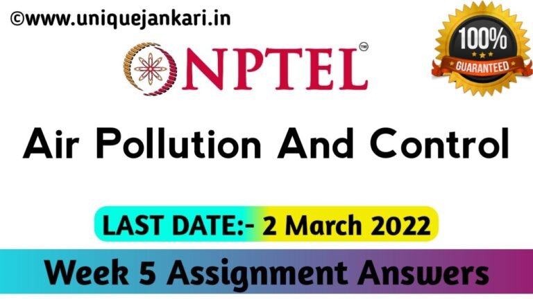 NPTEL Air Pollution and Control Assignment 5 Answers