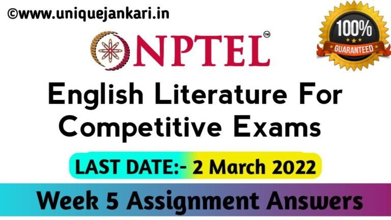 NPTEL English Literature for competitive exams Assignment 5 Answers