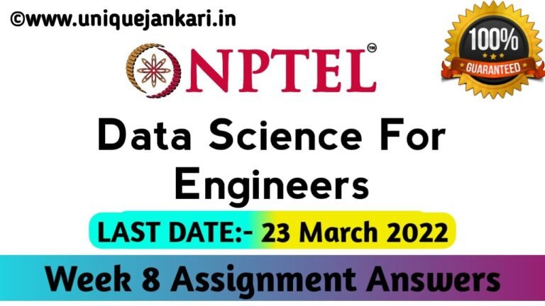 NPTEL Data Science for Engineers Assignment 8 Answers 2022