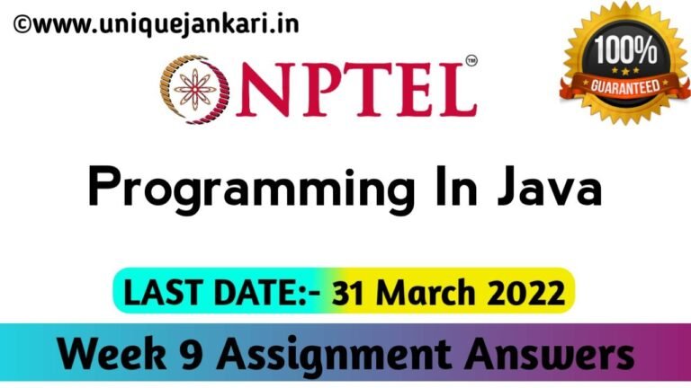 NPTEL Programming In Java Assignment 9 Answers 2022