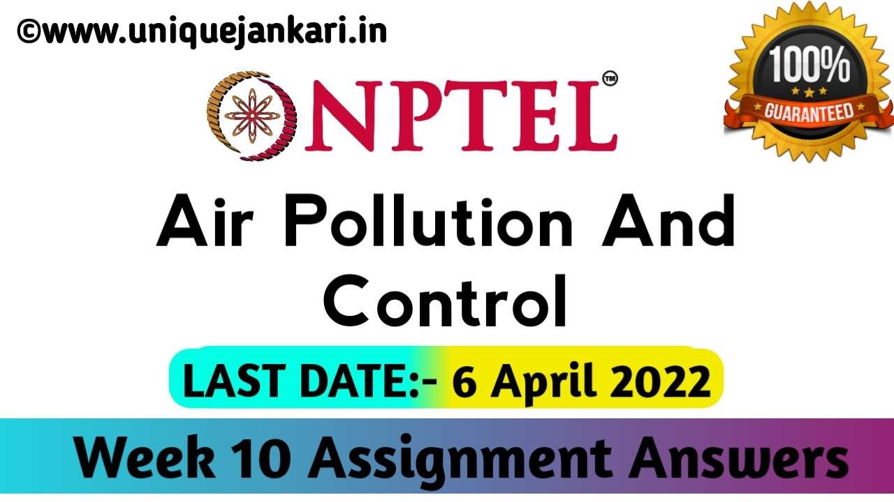 air pollution nptel assignment week 4