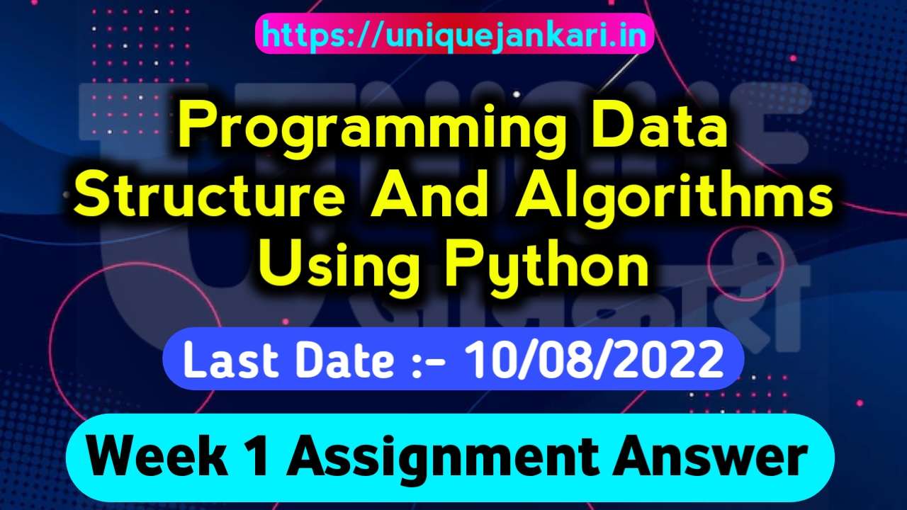 Programming Data Structure And Algorithms Using Python Assignment 1 ...