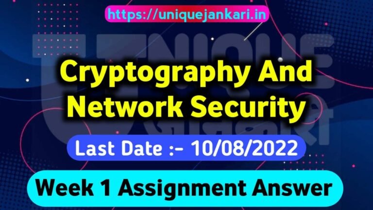 NPTEL Cryptography And Network Security Assignment 1 Answers 2022 [July-Dec]