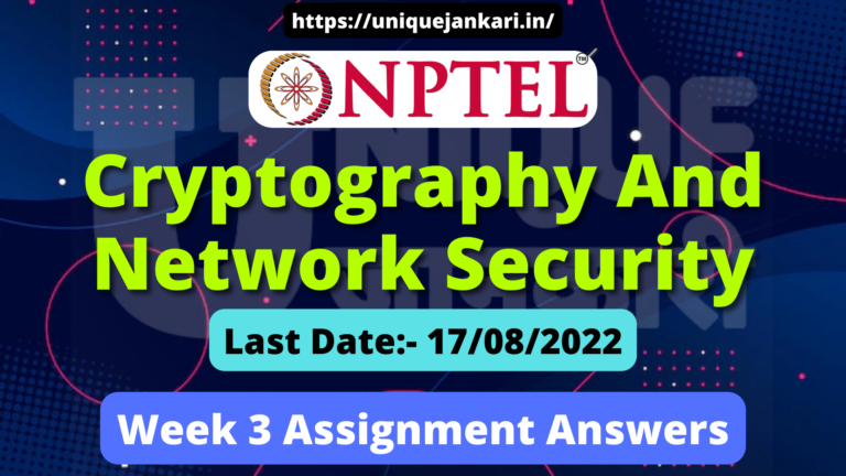 NPTEL Cryptography And Network Security Assignment 3 Answers 2022 [July-Dec]