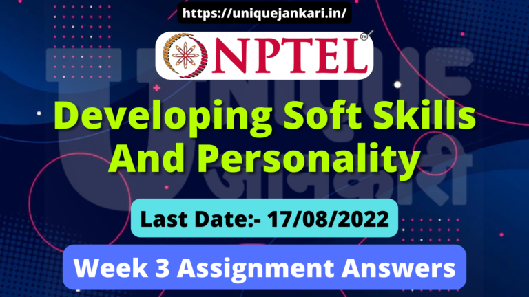 NPTEL Developing Soft Skills and Personality Assignment 3 Answers 2022